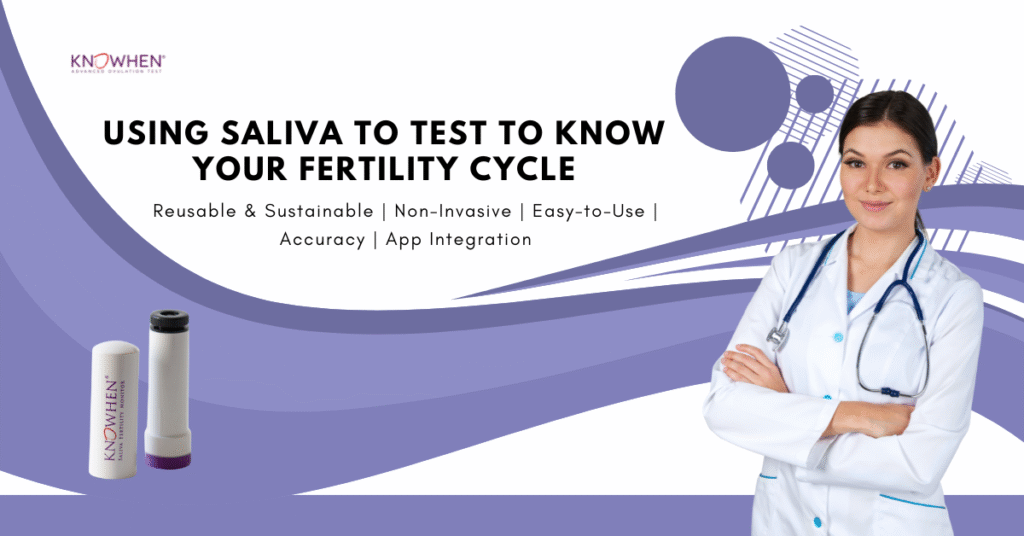 Woman using a saliva ovulation test to understand her fertility cycle naturally at home