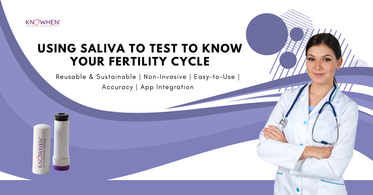 Woman using a saliva ovulation test to understand her fertility cycle naturally at home